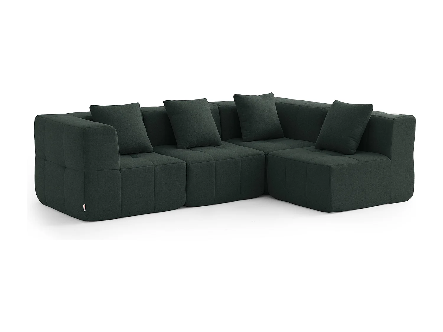 Canapé d'angle modulaire MILYSOFA SOFABULOUS 4 places Tissu fine bouclette Vert foret