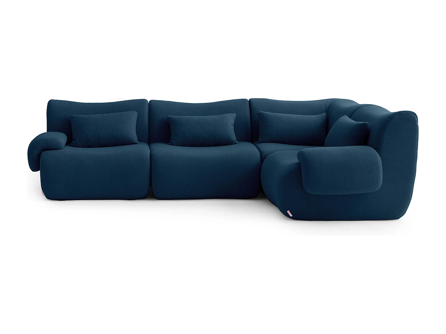 Canapé d'angle modulaire MILYSOFA SOFATIME 4 places Tissu fine bouclette Bleu profond