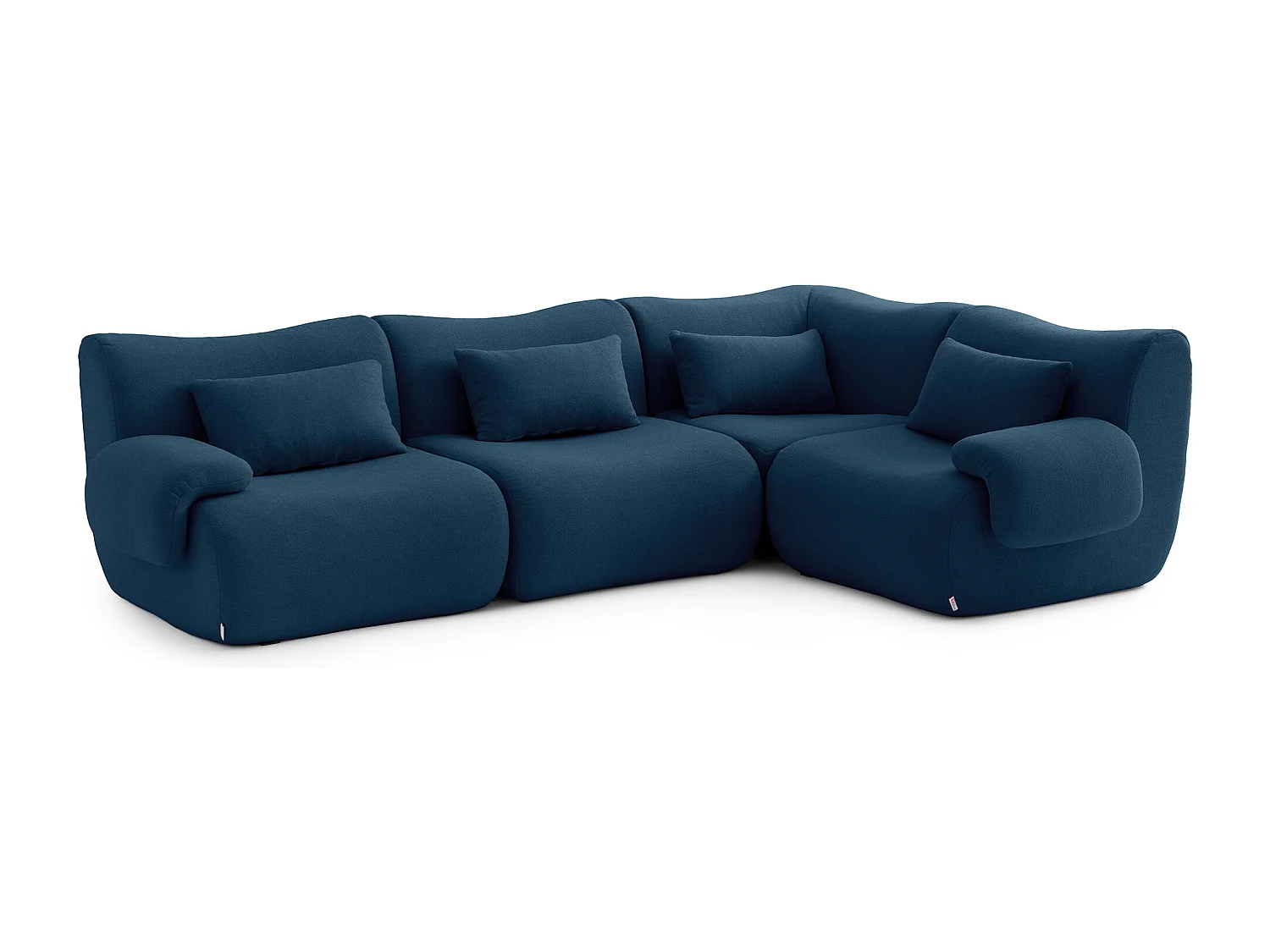 Canapé d'angle modulaire MILYSOFA SOFATIME 4 places Tissu fine bouclette Bleu profond