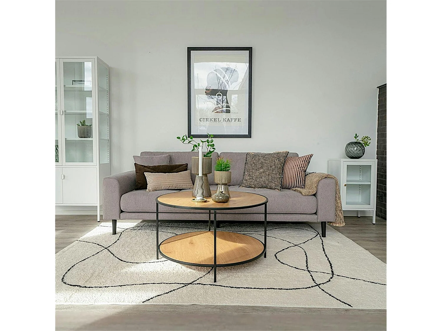 Table basse ronde double plateau effet bois clair VARDE