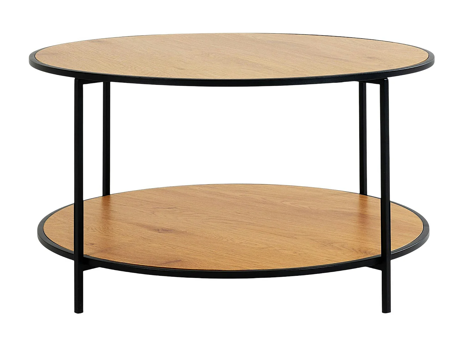 Table basse ronde double plateau effet bois clair VARDE