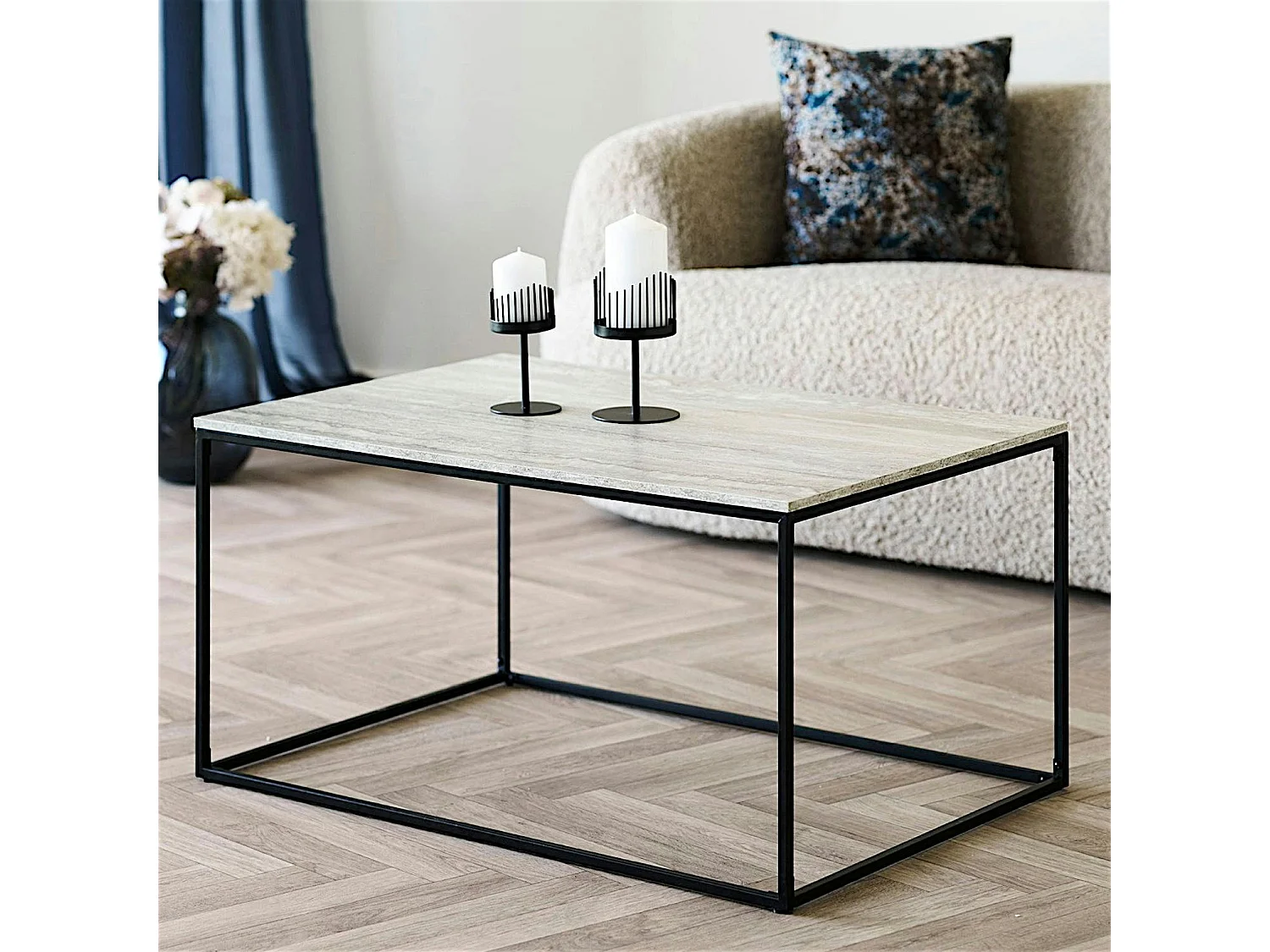 Table basse rectangulaire effet travertin VARDE