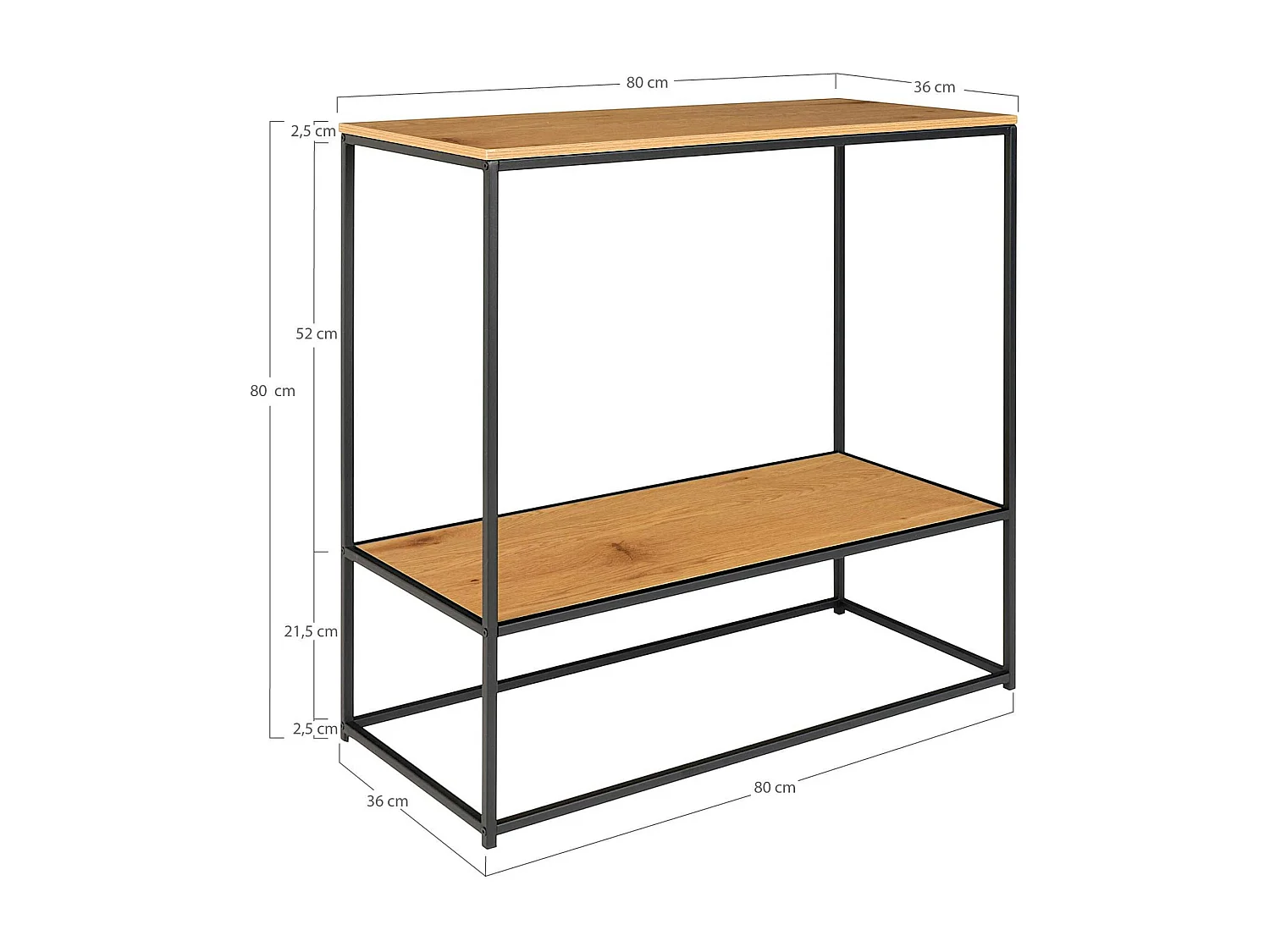Console d'entrée double plateau effet bois clair VARDE