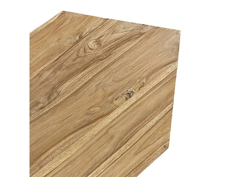 Meuble TV d'angle hexagonal 110 cm bois de teck massif - TETRA