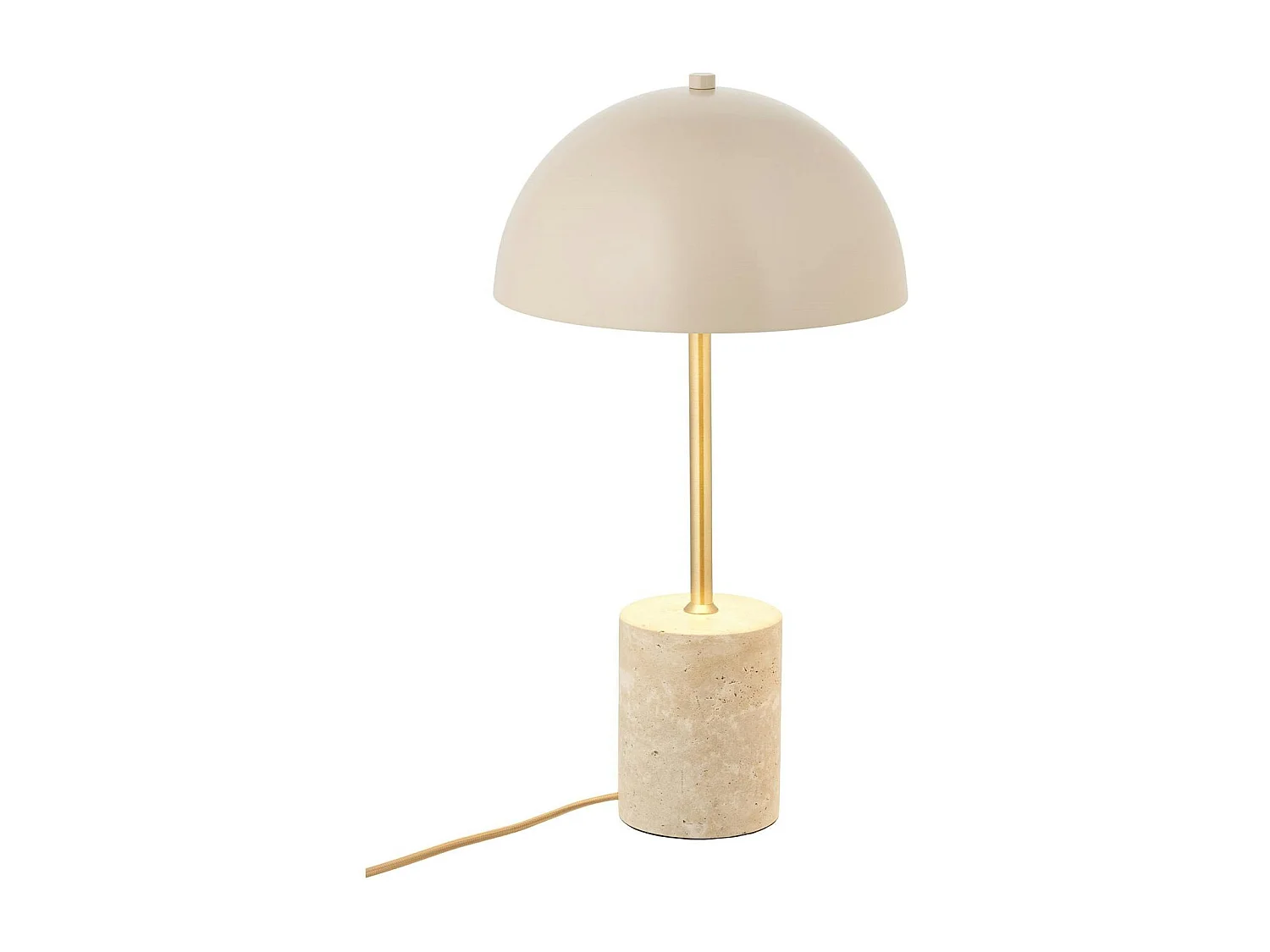 Lampe de table design marbre beige et métal doré KARS