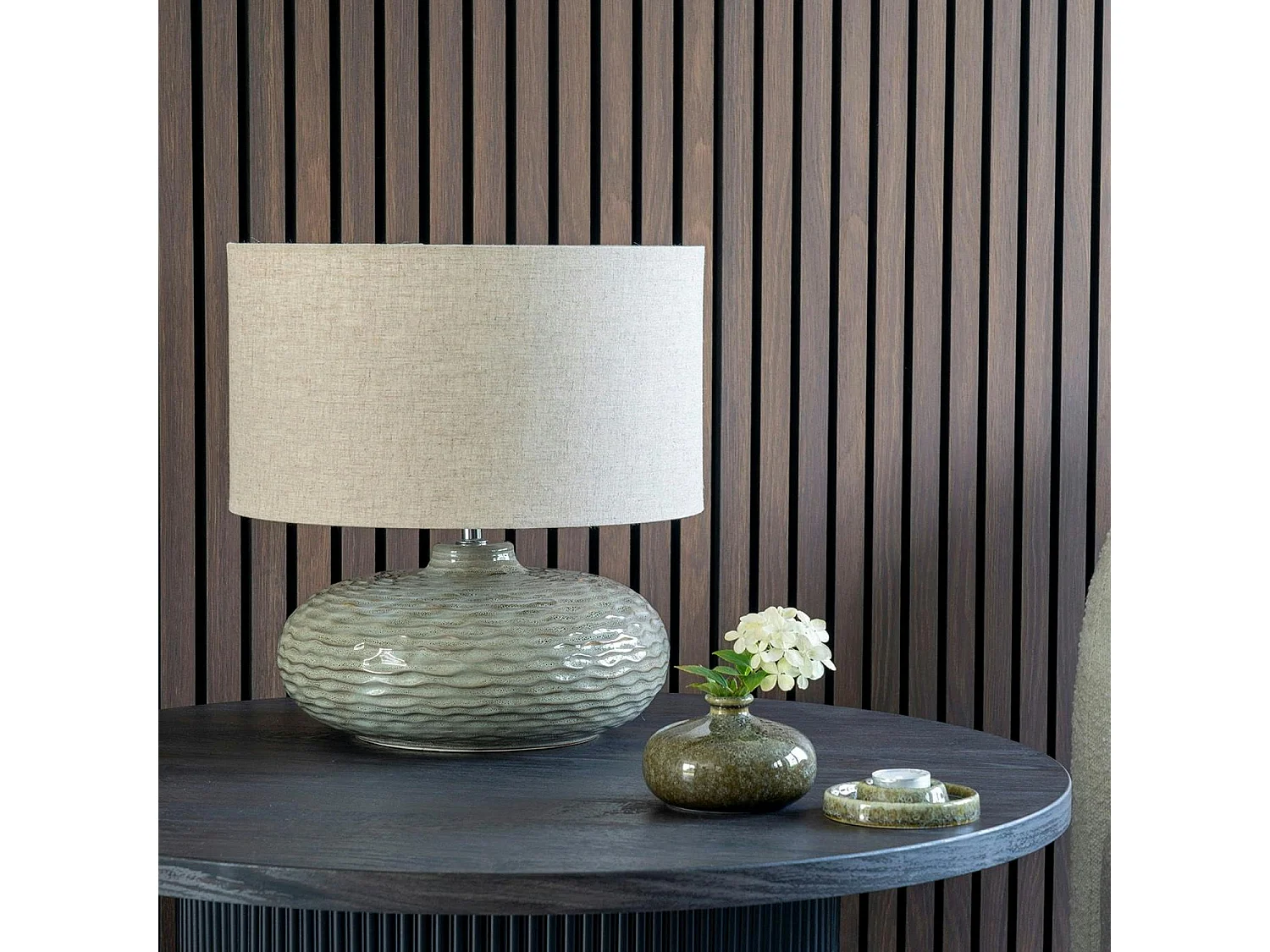 Lampe de table en céramique verte KARS