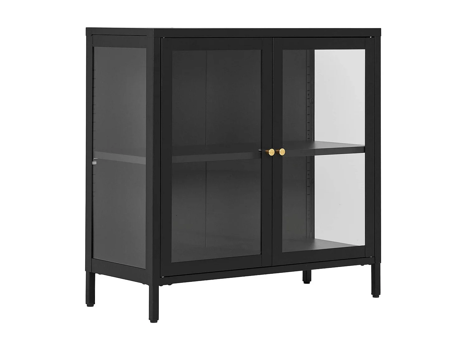 Petit buffet vitrine en métal noir 2 portes ODENSE