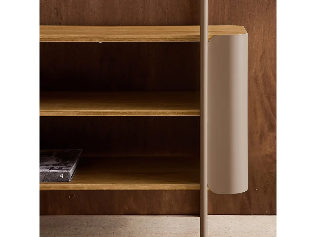 Etagère bibliothèque métal courbé et décor bois 6 niveaux marron - Molto