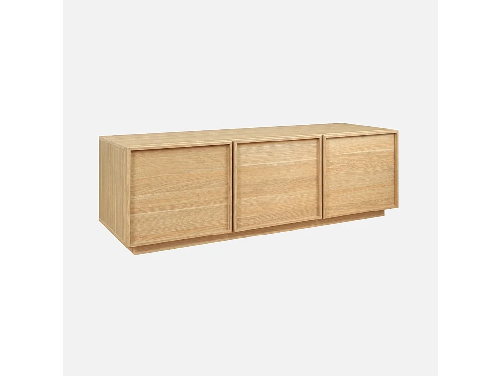 Meuble TV décor bois naturel 3 portes L 140 x P 43 x H 45cm - Kuba