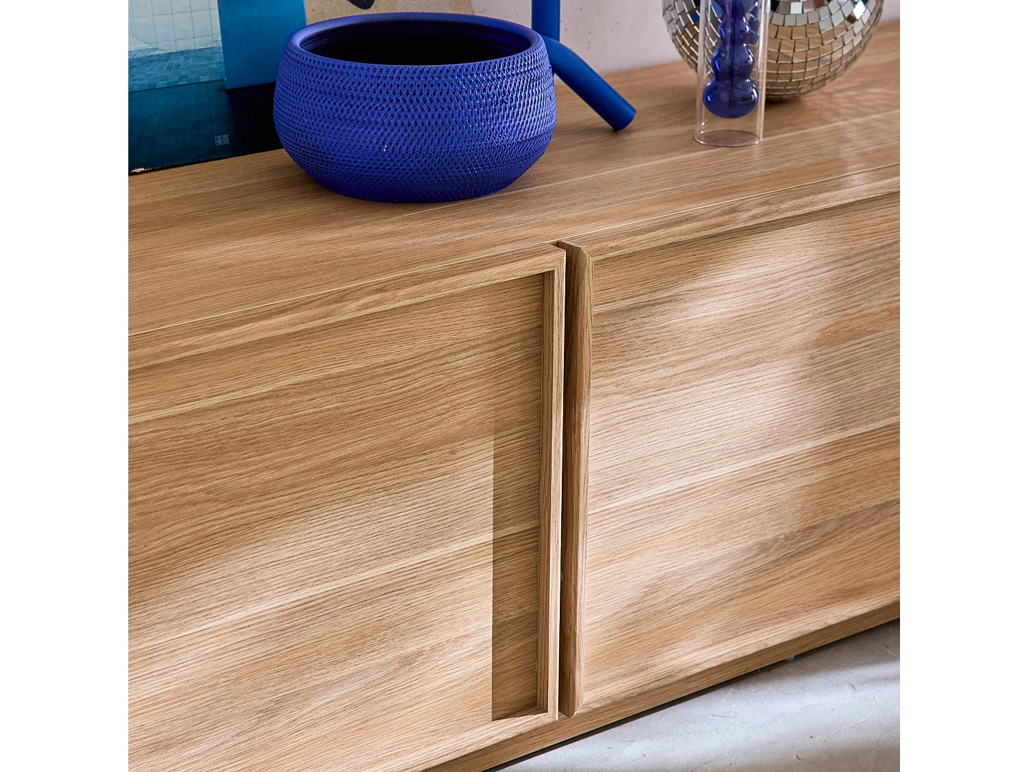 Mobile tv decorativo in legno 3 ante 180cm, marrone naturale