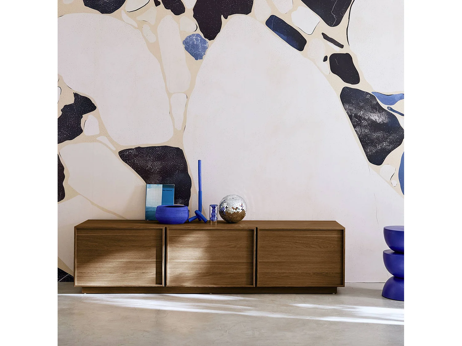 Mobile tv decorativo in legno 3 ante 180cm, marrone