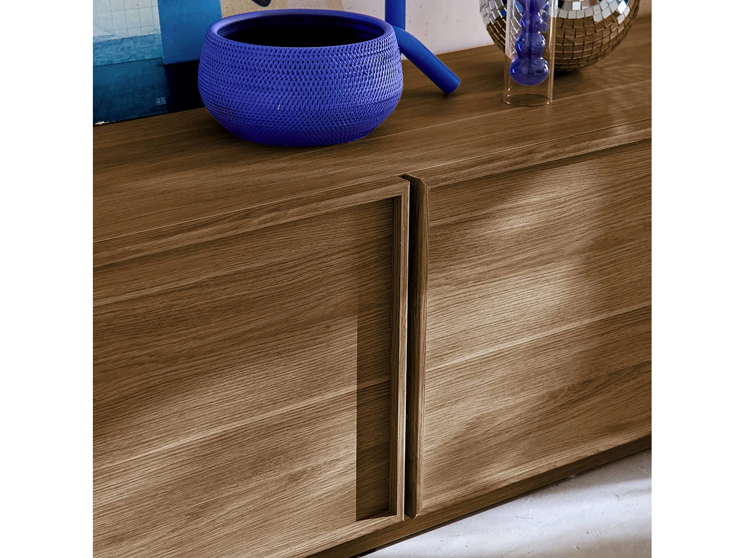 Mobile tv decorativo in legno 3 ante 180cm, marrone