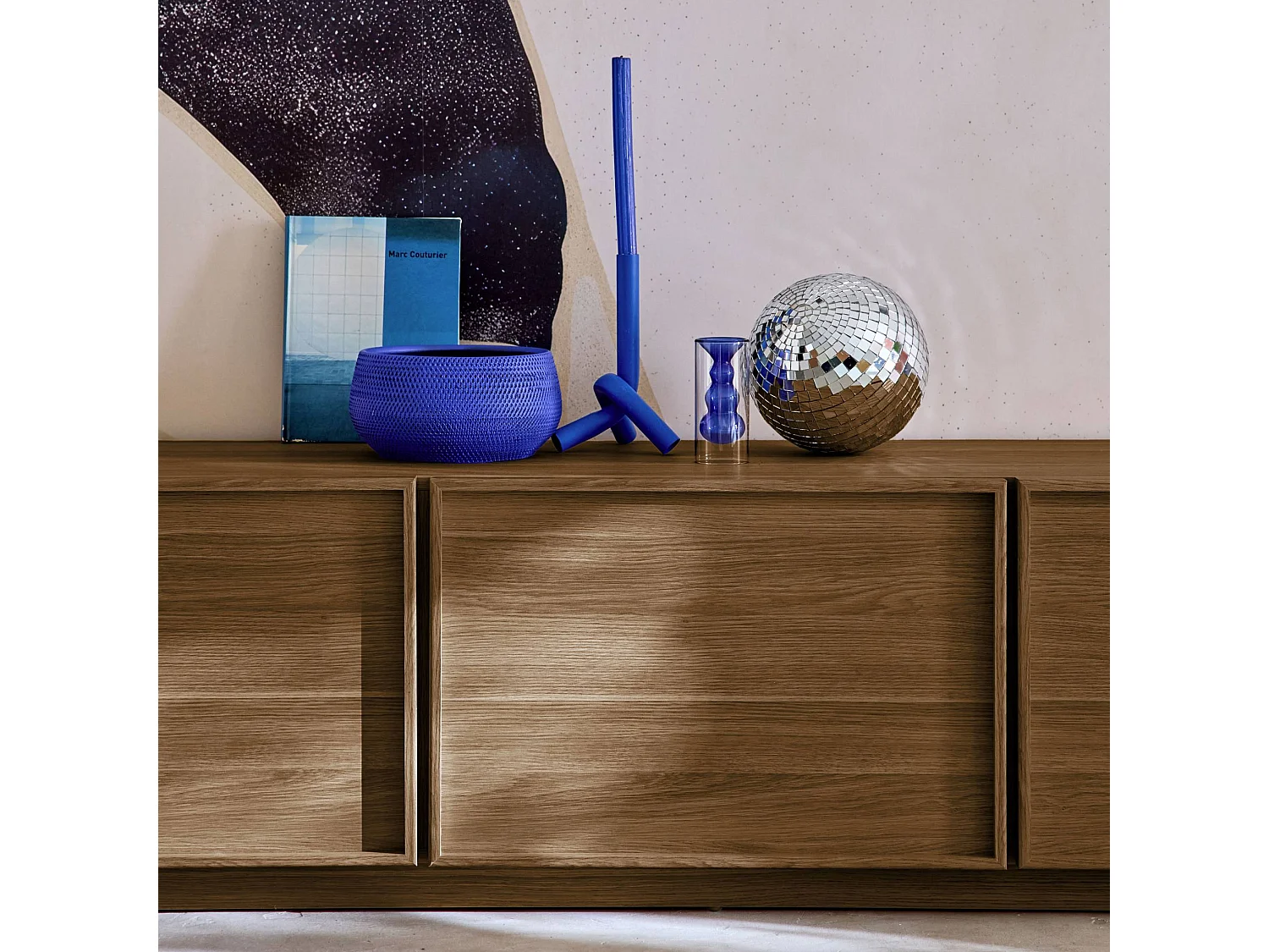 Mobile tv decorativo in legno 3 ante 180cm, marrone