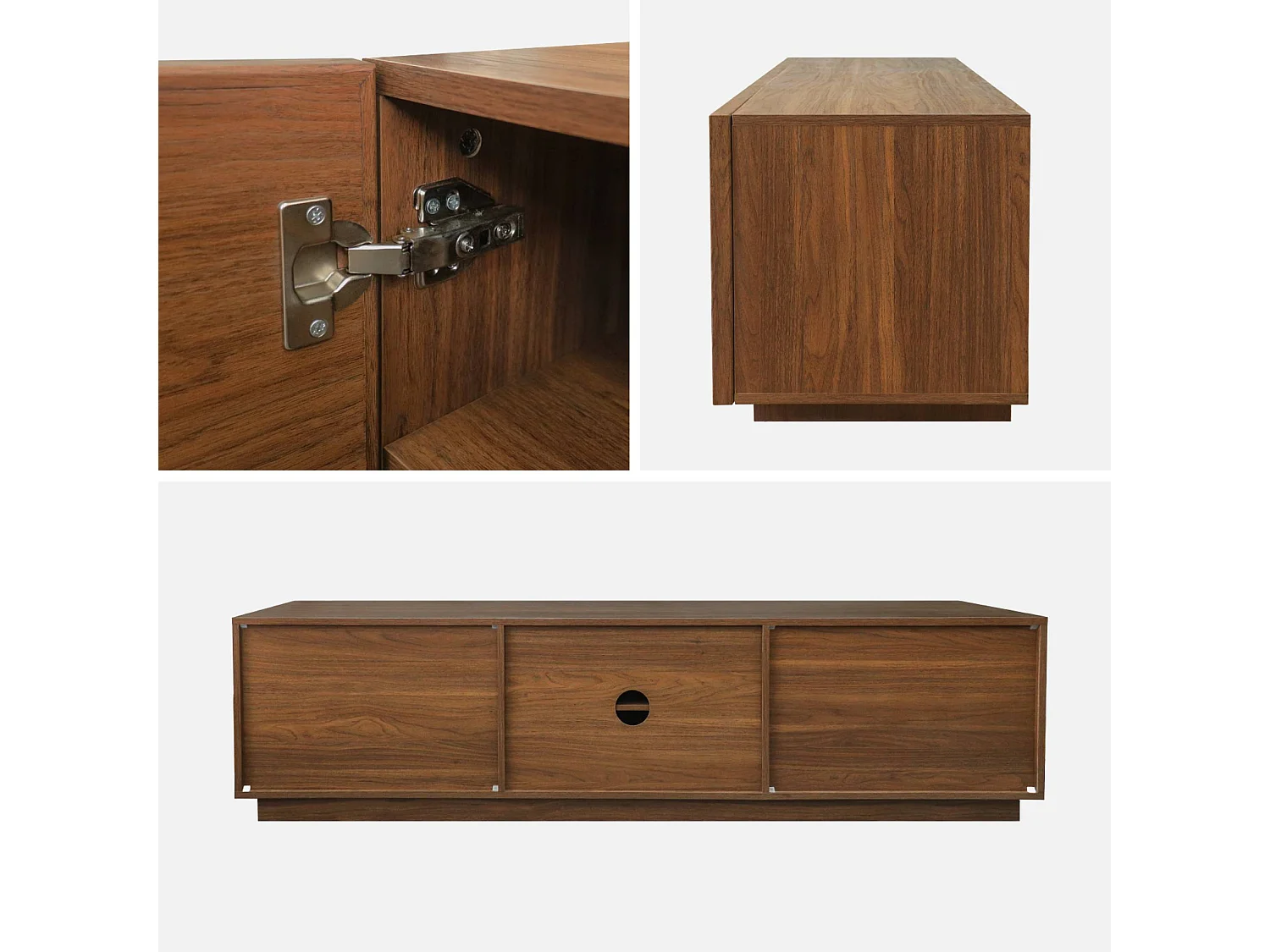 Mobile tv decorativo in legno 3 ante 180cm, marrone