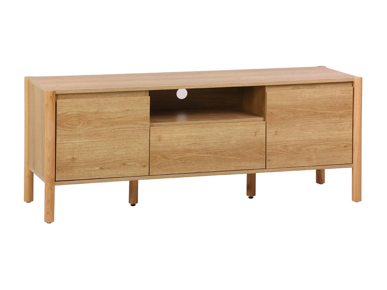 Mobile tv decorazione legno 2 ante 1 cassetto 140cm, marrone naturale