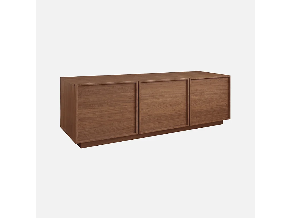 Meuble TV décor bois noyer 3 portes L 140 x P 43 x H 45cm - Kuba