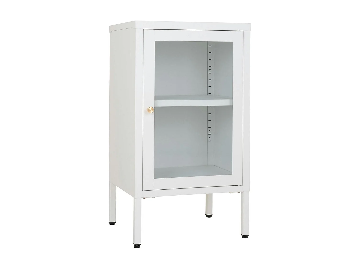 Petit meuble de rangement en métal blanc 1 porte vitrée ODENSE