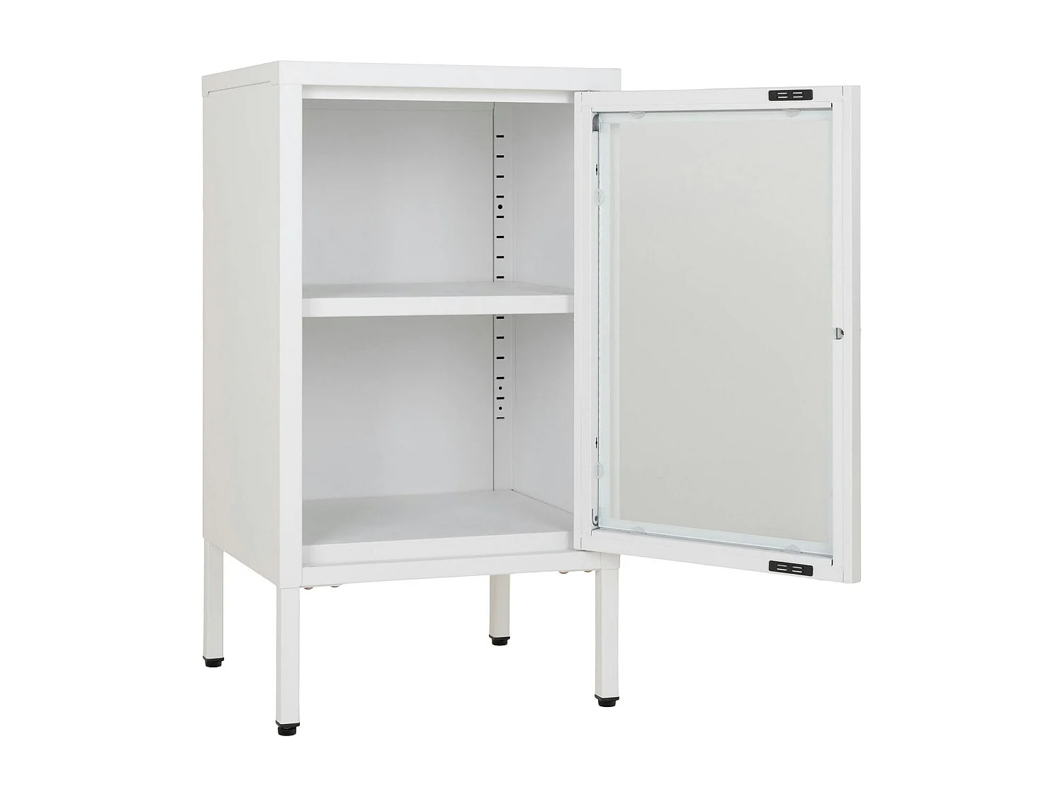 Petit meuble de rangement en métal blanc 1 porte vitrée ODENSE