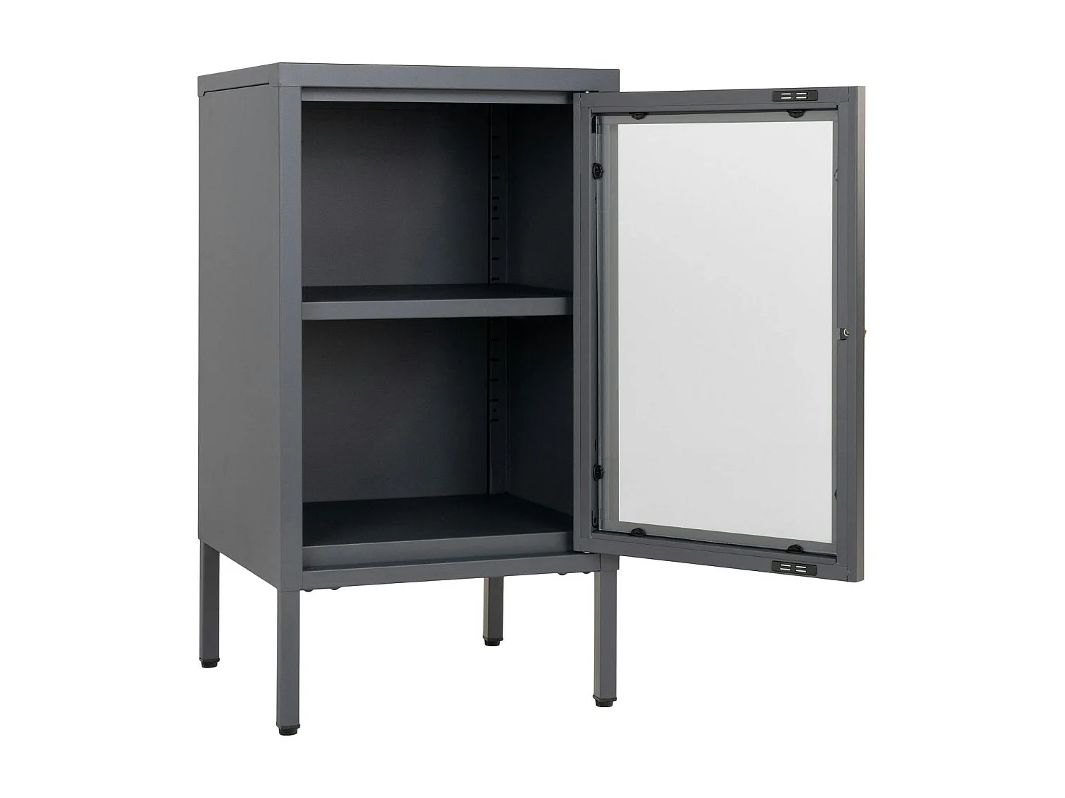Petit meuble de rangement en métal gris 1 porte vitrée ODENSE