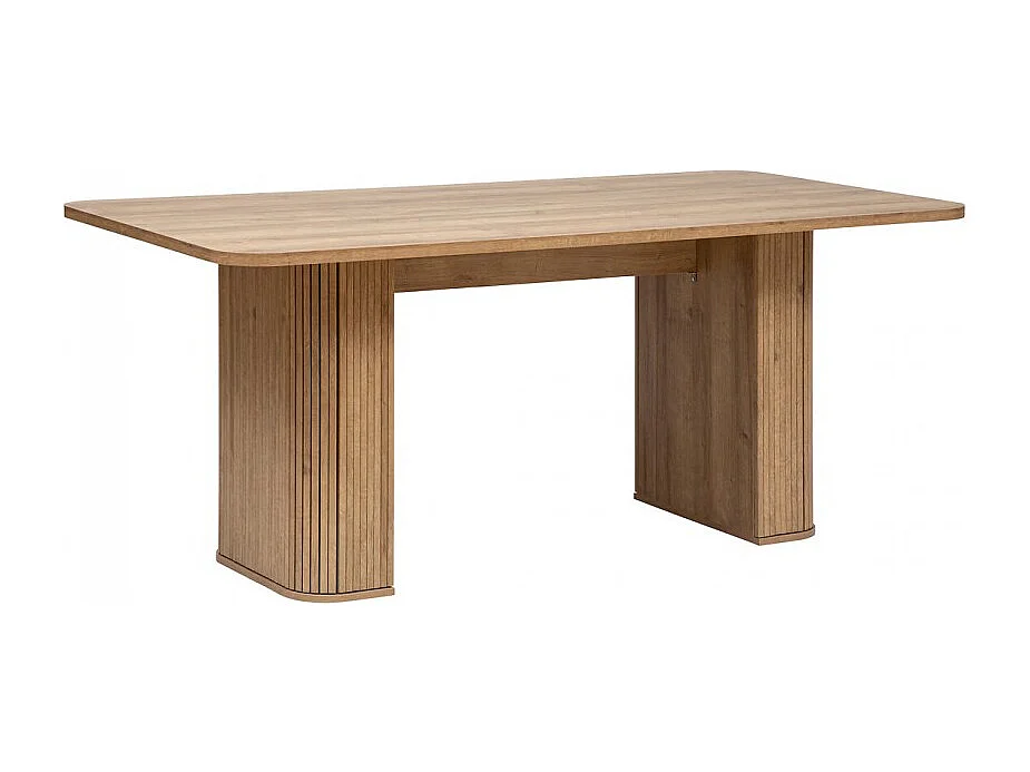 Table à manger rectangulaire en placage effet bois - Longueur 180 x Profondeur 90 x Hauteur 75 cm
