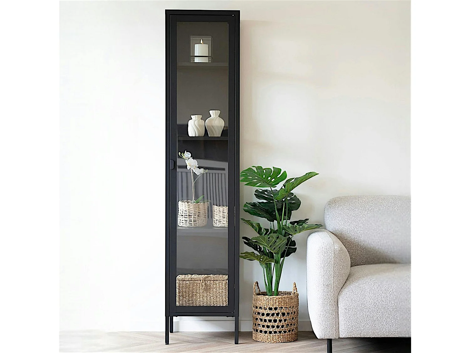 Colonne vitrée en métal noir 180 cm ODENSE