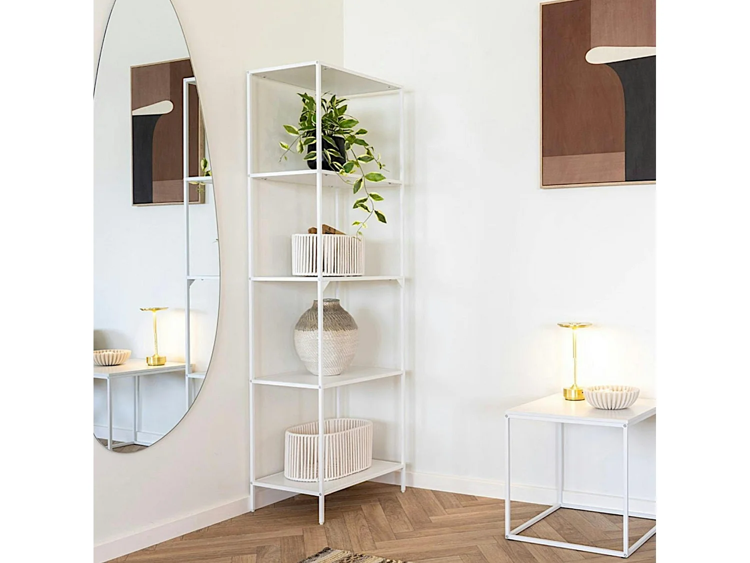 Meuble colonne blanc 5 plateaux VARDE