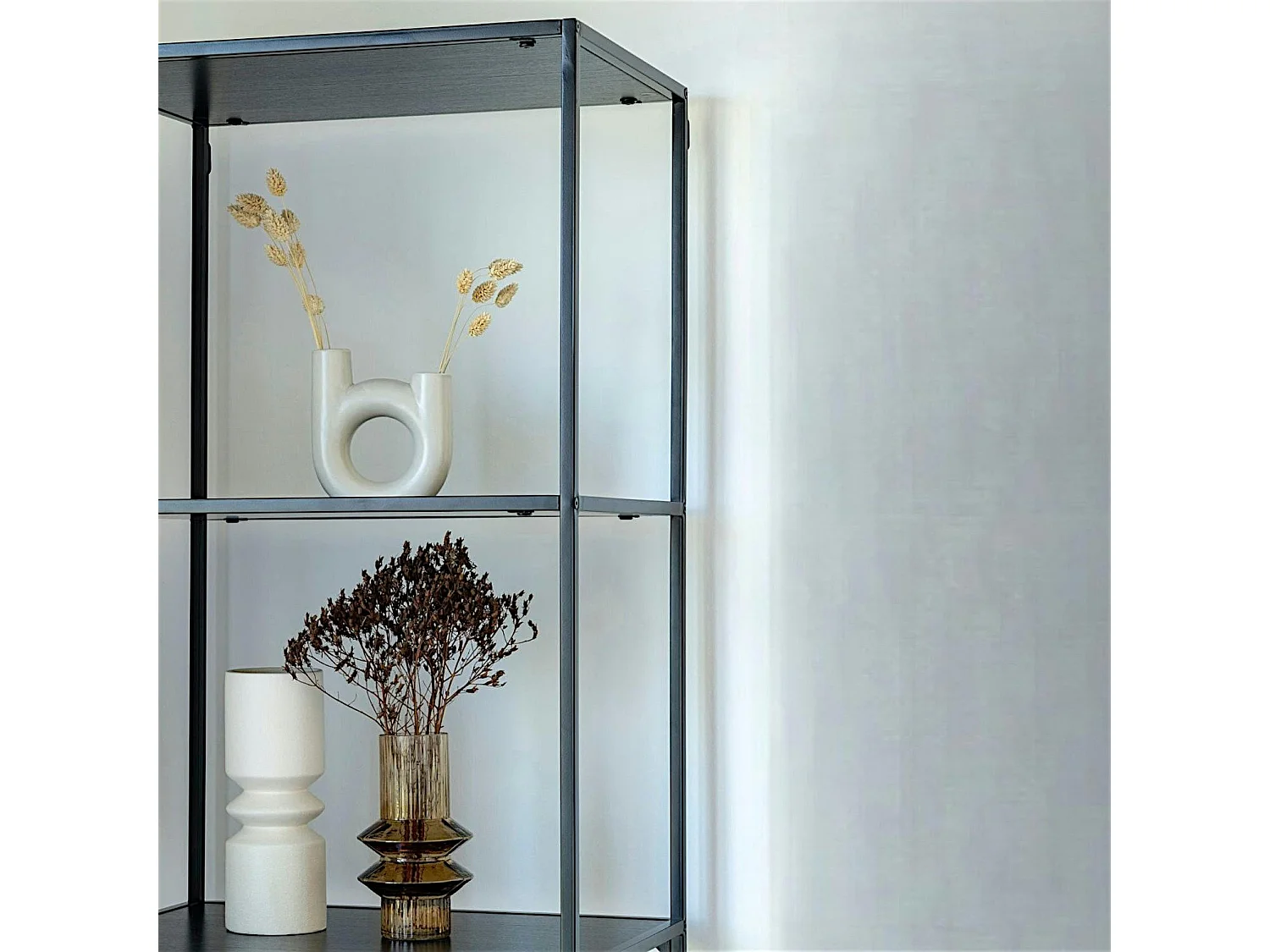 Meuble colonne noir 5 plateaux VARDE