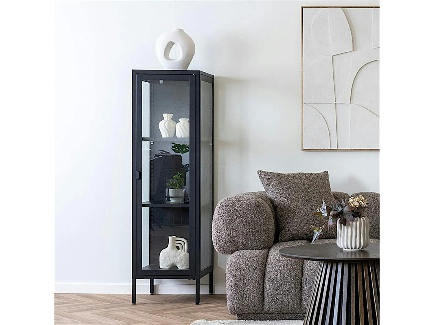 Colonne vitrée en métal noir 140 cm ODENSE