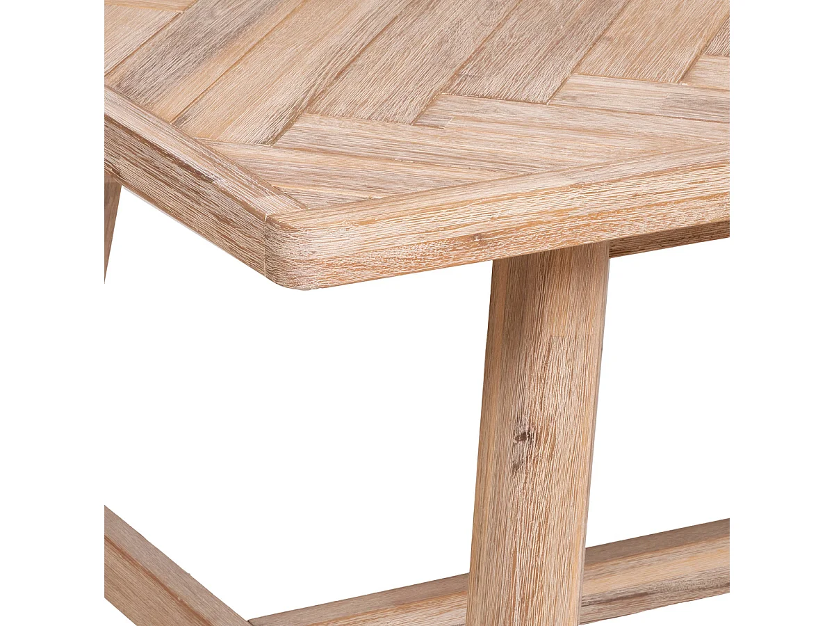Table à manger extensible en bois d'acacia et motifs chevrons - Longueur 180 x Profondeur 90 x Hauteur 76 cm