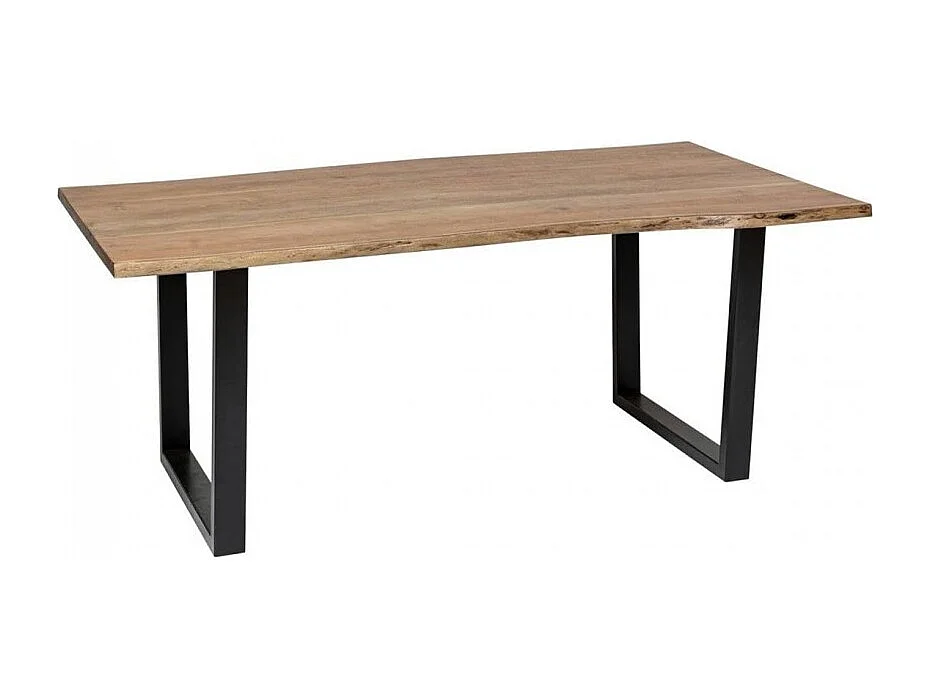 Table à manger rectangulaire en Bois d'Acacia avec pieds en métal - Longueur 200 x Profondeur 100 x Hauteur 76 cm