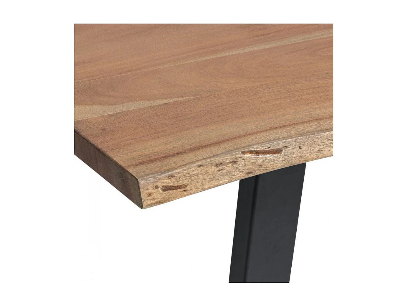 Table à manger rectangulaire en Bois d'Acacia avec pieds en métal - Longueur 200 x Profondeur 100 x Hauteur 76 cm