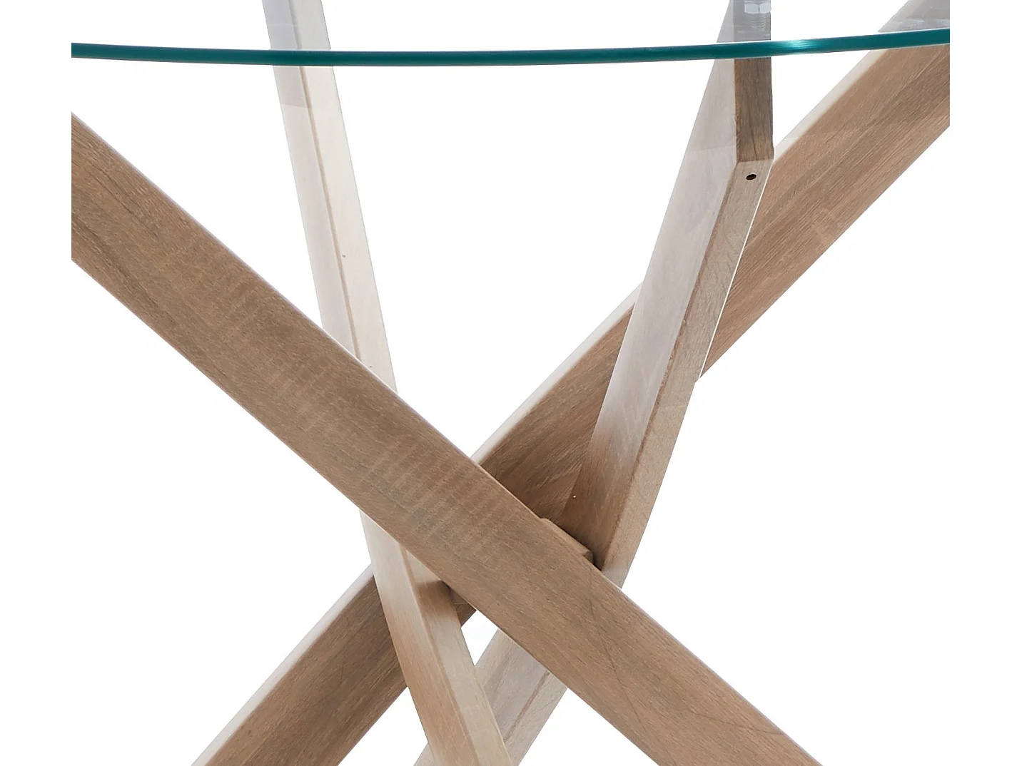 Table de salle à manger ronde avec plateau en verre et pieds en métal coloris Cambrian - Hauteur 75 x Diamètre 110 cm