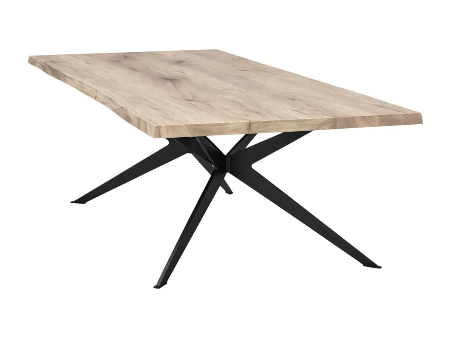 Table extensible chêne grisé bords naturels pied graphique 220 cm PALERME