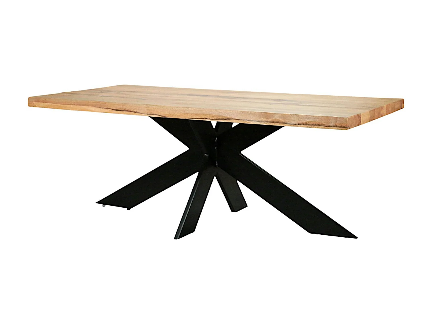 Table extensible chêne huilé bords naturels pied noir fin 220 cm PALERME