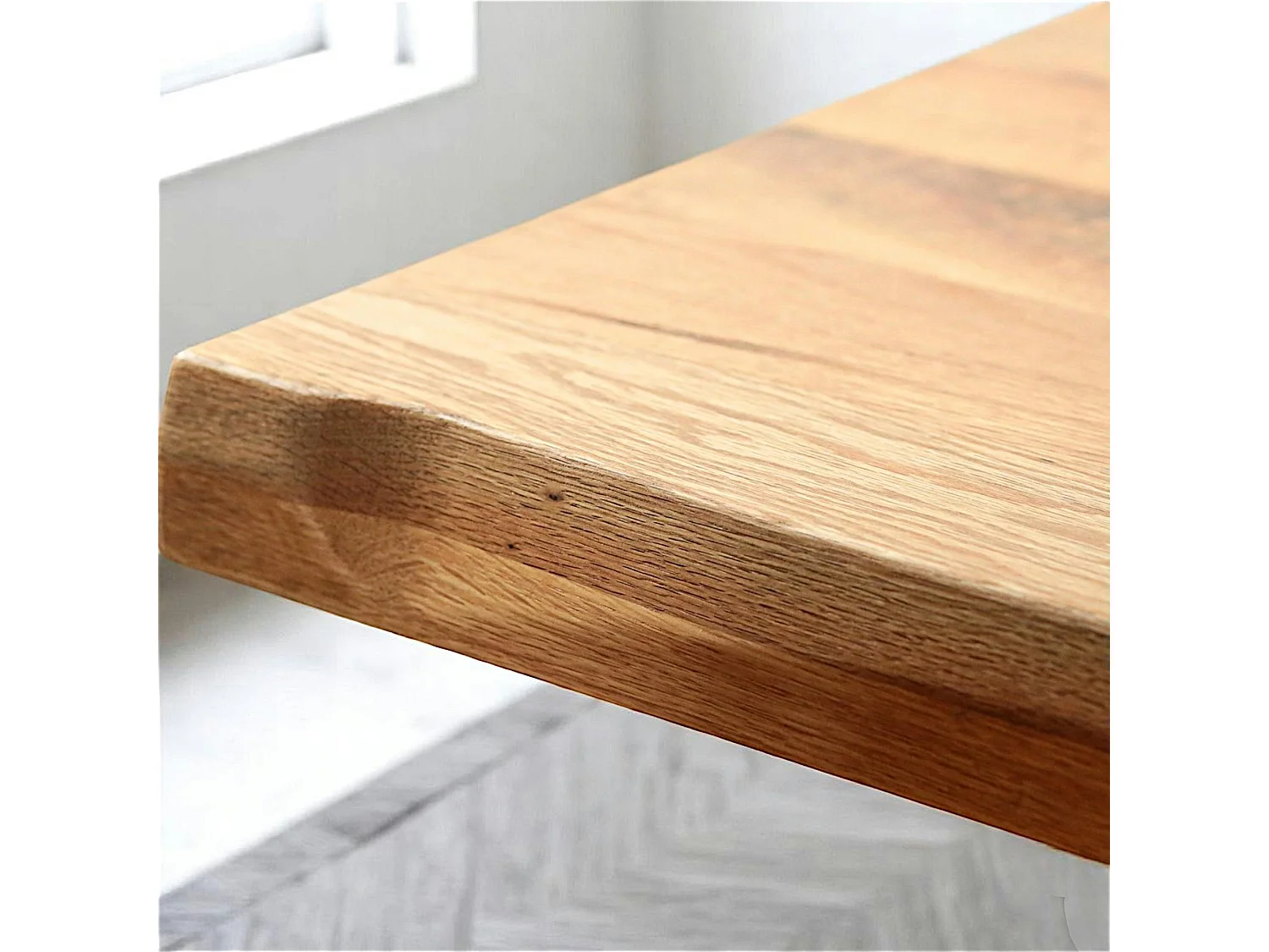 Table extensible chêne huilé bords naturels pied noir fin 220 cm PALERME