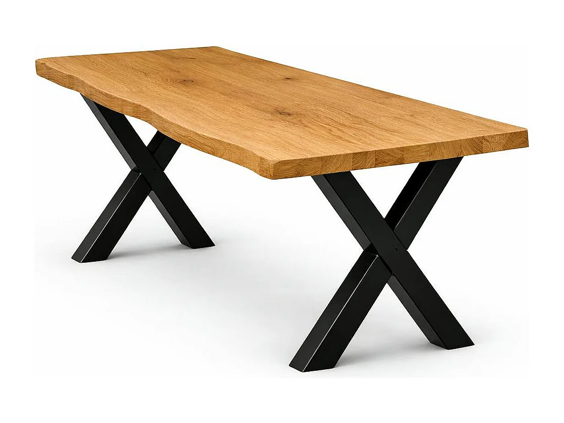 Table extensible chêne huilé bords naturels pieds en X 240 cm PALERME