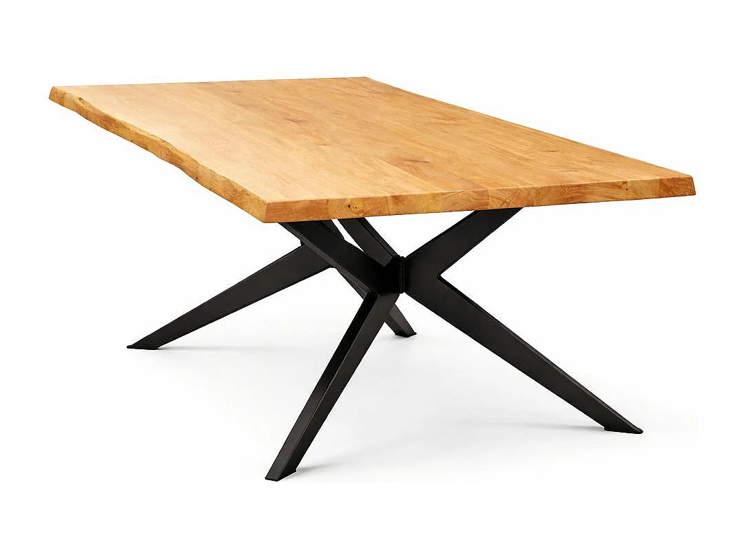 Table extensible chêne huilé bords naturels pied graphique 180 cm PALERME