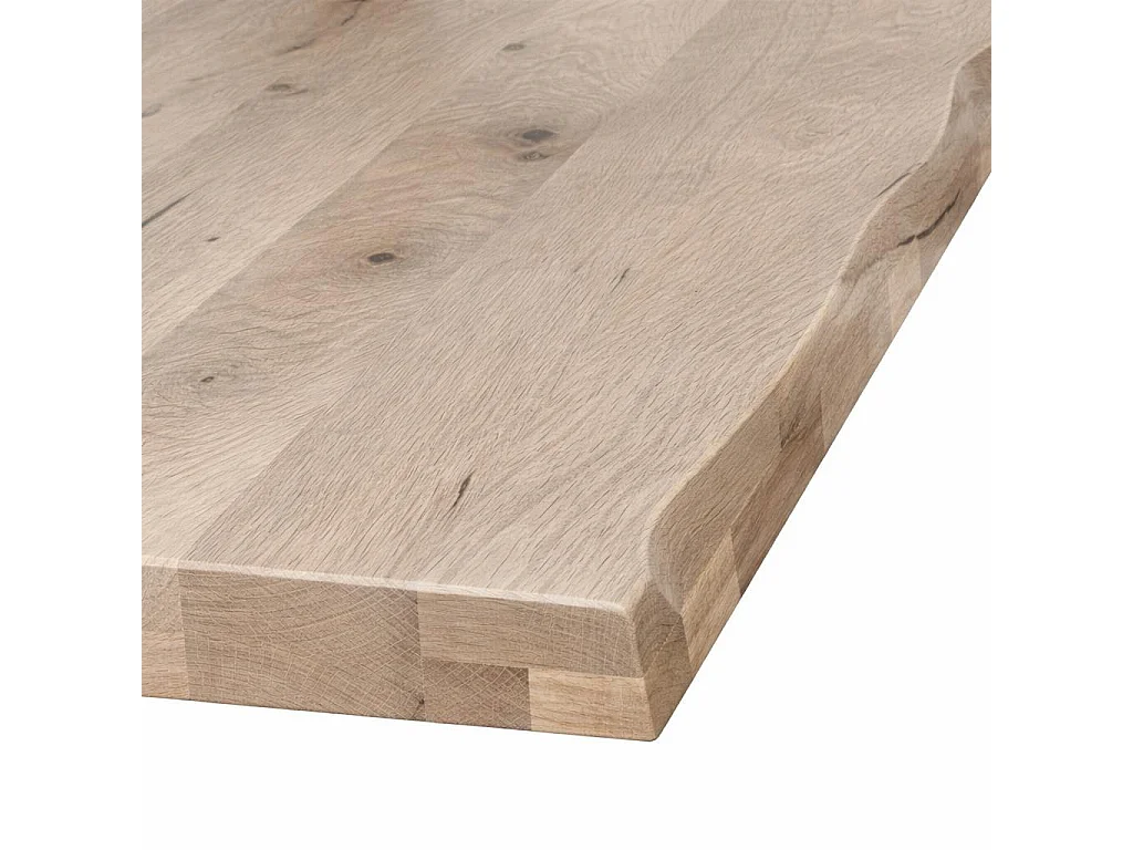 Table extensible chêne grisé bords naturels pied graphique 200 cm PALERME