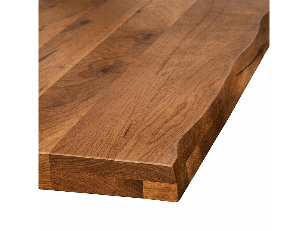 Table extensible chêne brun bords naturels pieds en U 180 cm PALERME