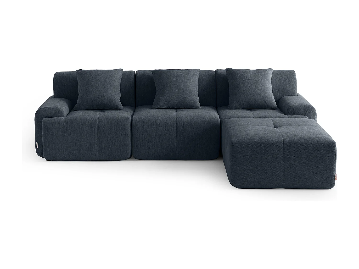 Canapé d'angle modulaire MILYSOFA SOFAMOUS 3 places avec méridienne Tissu chenille Bleu gris
