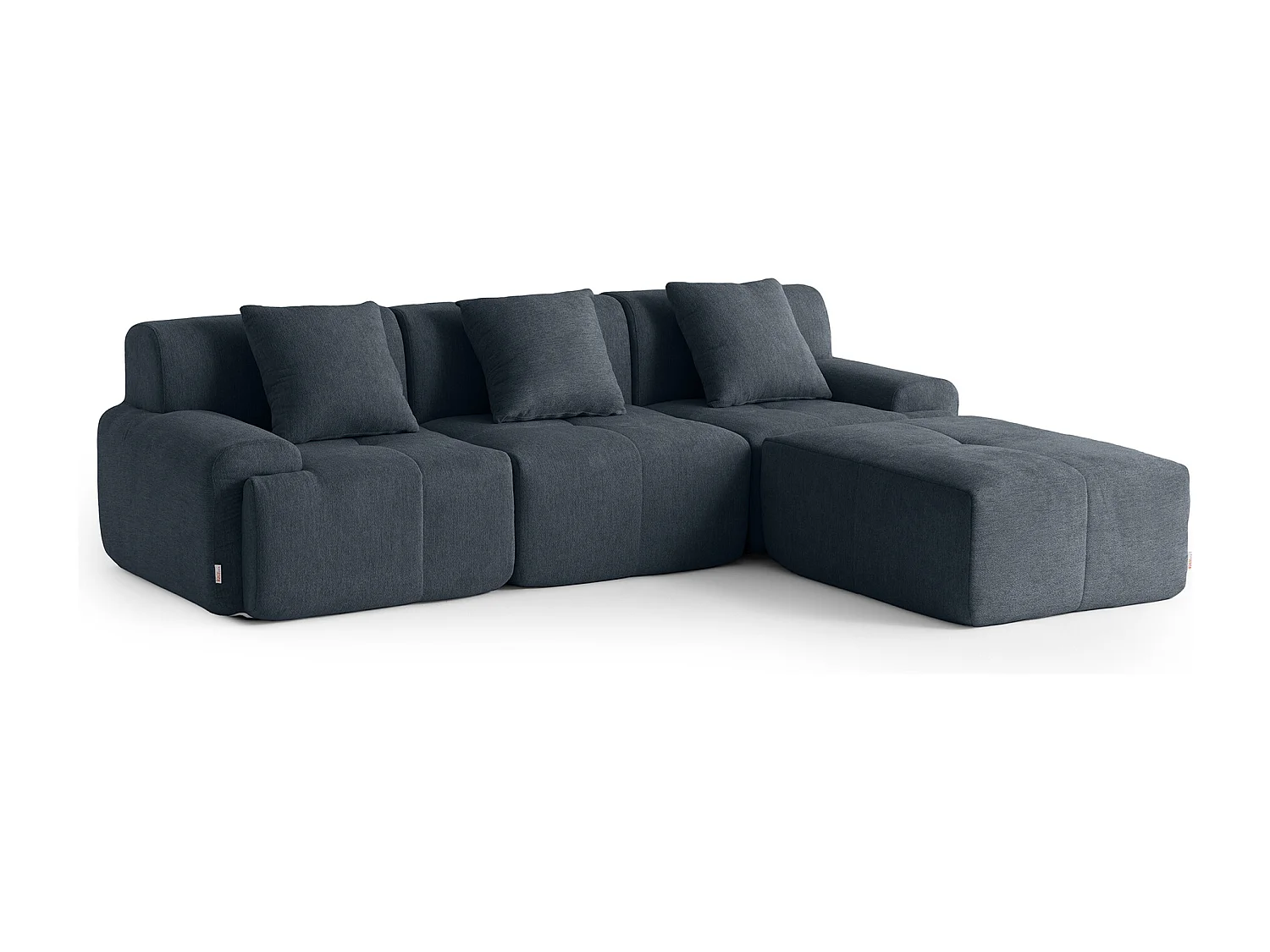 Canapé d'angle modulaire MILYSOFA SOFAMOUS 3 places avec méridienne Tissu chenille Bleu gris