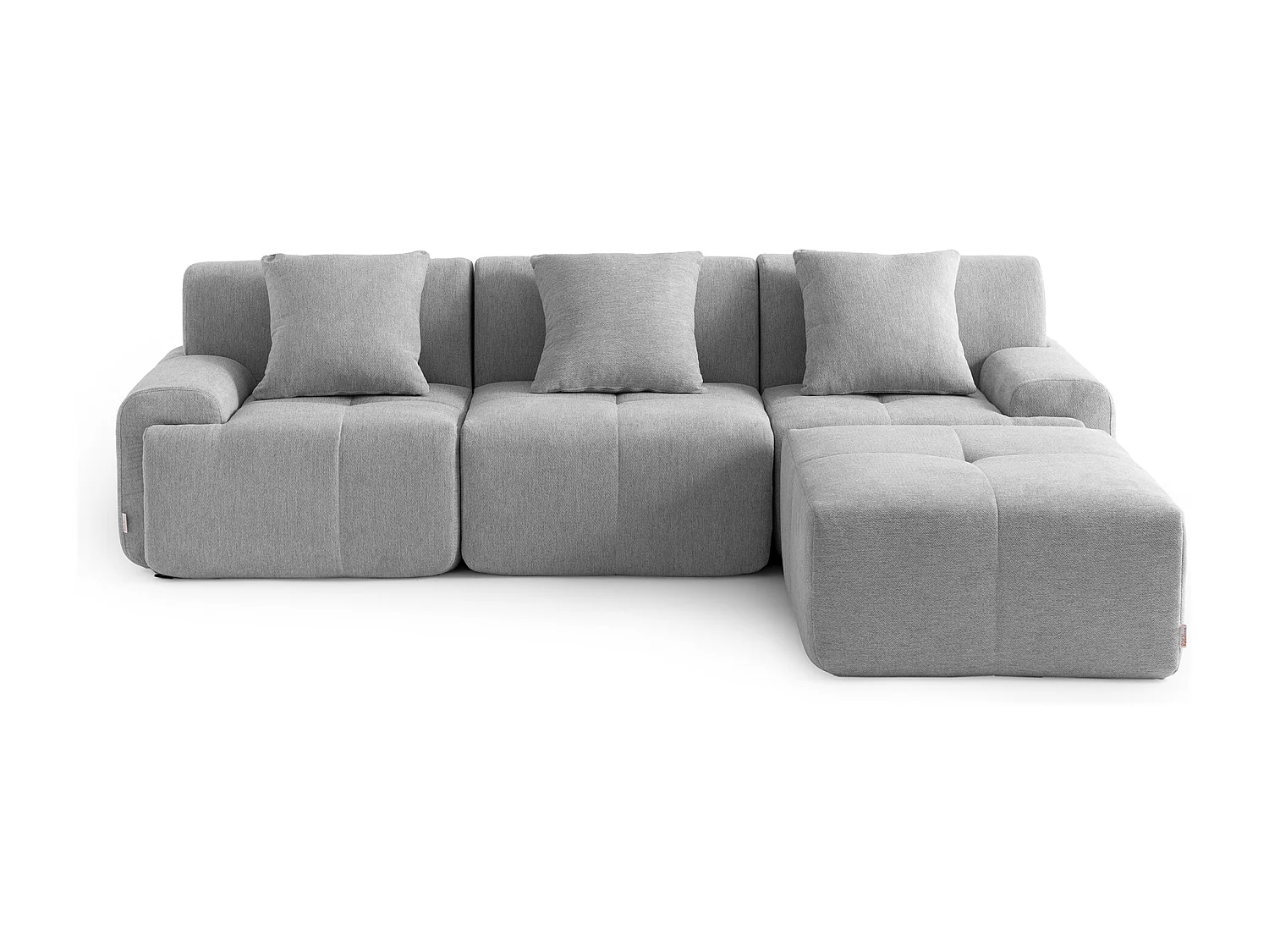 Canapé d'angle modulaire MILYSOFA SOFAMOUS 3 places avec méridienne Tissu chenille Gris minéral