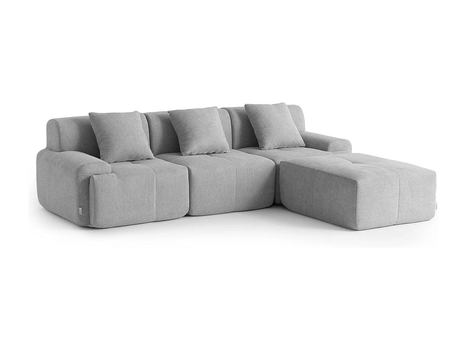 Canapé d'angle modulaire MILYSOFA SOFAMOUS 3 places avec méridienne Tissu chenille Gris minéral