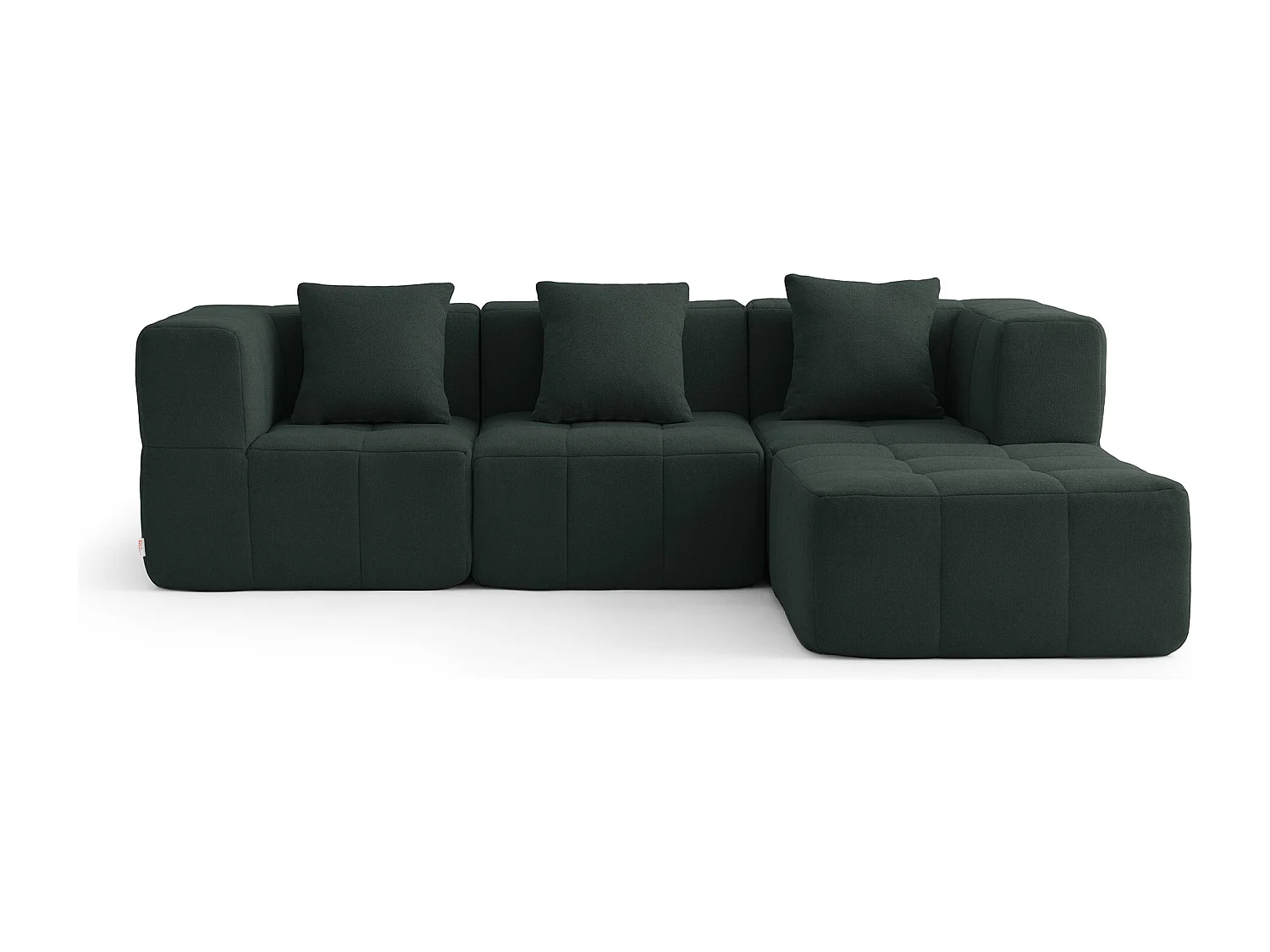 Canapé d'angle modulaire MILYSOFA SOFABULOUS 3 places avec méridienne Tissu fine bouclette Vert foret