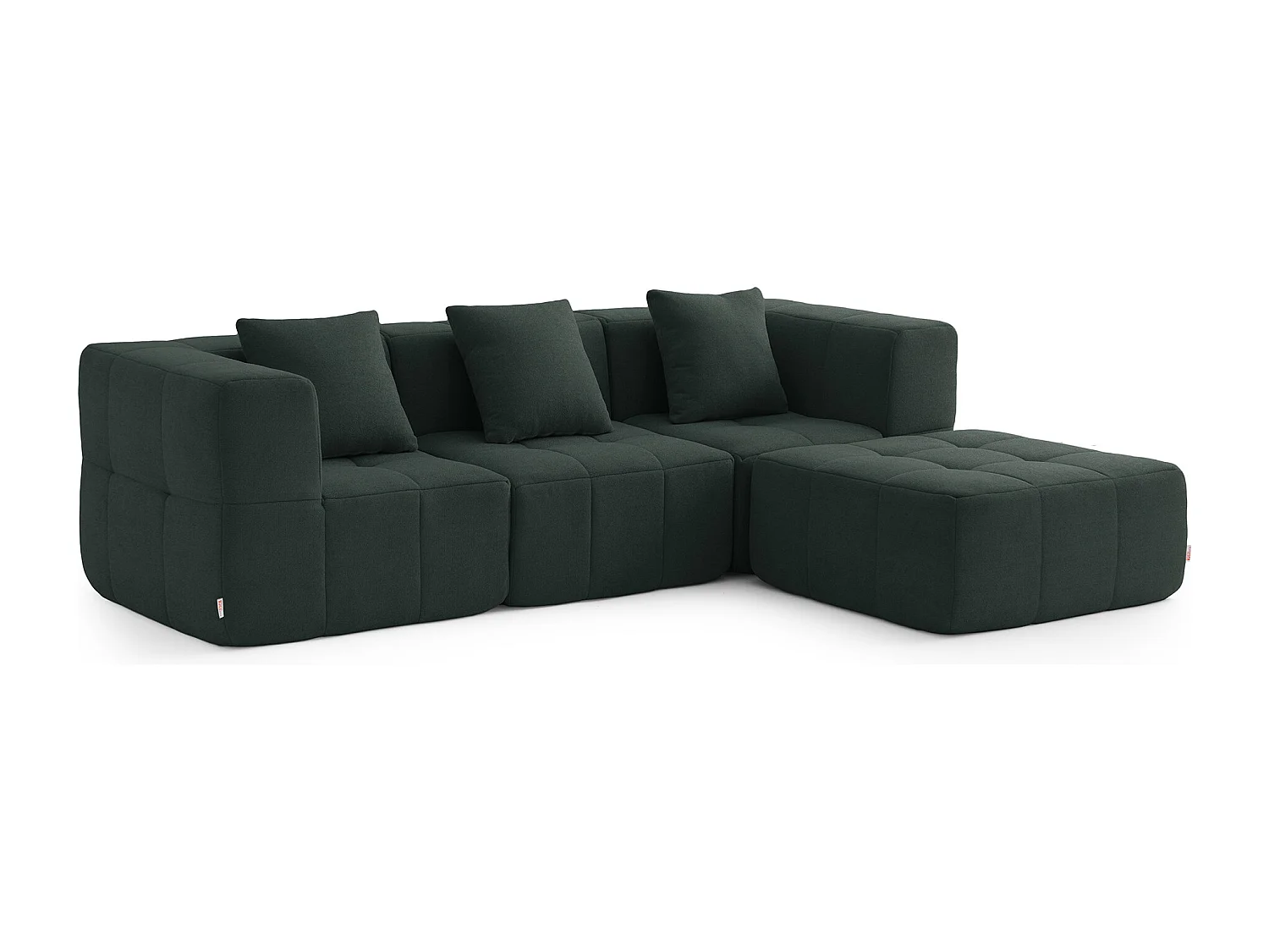 Canapé d'angle modulaire MILYSOFA SOFABULOUS 3 places avec méridienne Tissu fine bouclette Vert foret
