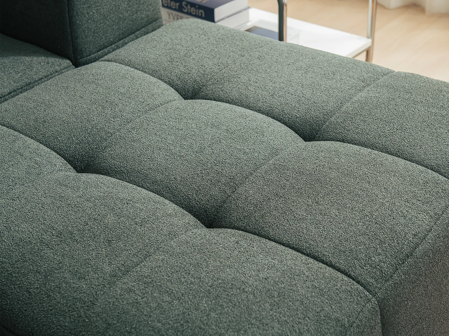 Canapé d'angle modulaire MILYSOFA SOFABULOUS 3 places avec méridienne Tissu fine bouclette Vert foret
