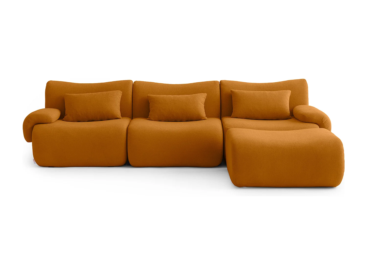 Canapé d'angle modulaire MILYSOFA SOFATIME 3 places avec méridienne tissu fine bouclette Brun cannelle