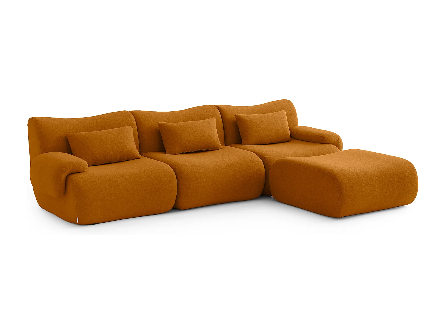 Canapé d'angle modulaire MILYSOFA SOFATIME 3 places avec méridienne tissu fine bouclette Brun cannelle