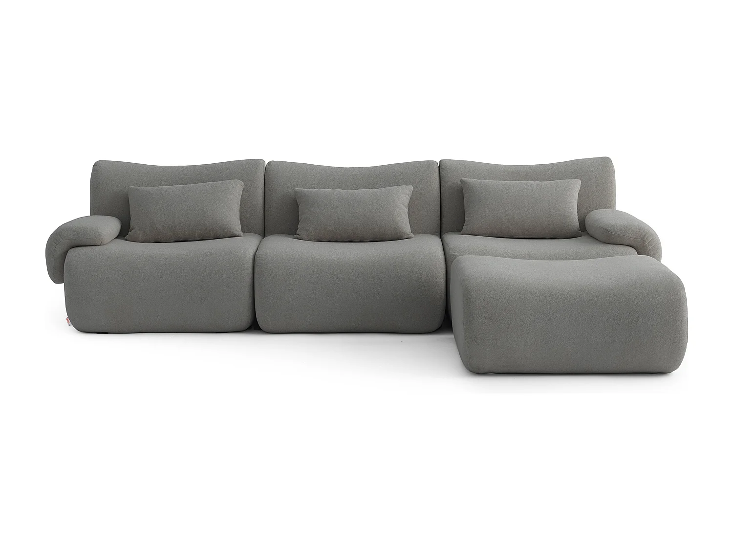 Canapé d'angle modulaire MILYSOFA SOFATIME 3 places avec méridienne tissu fine bouclette Gris nuage