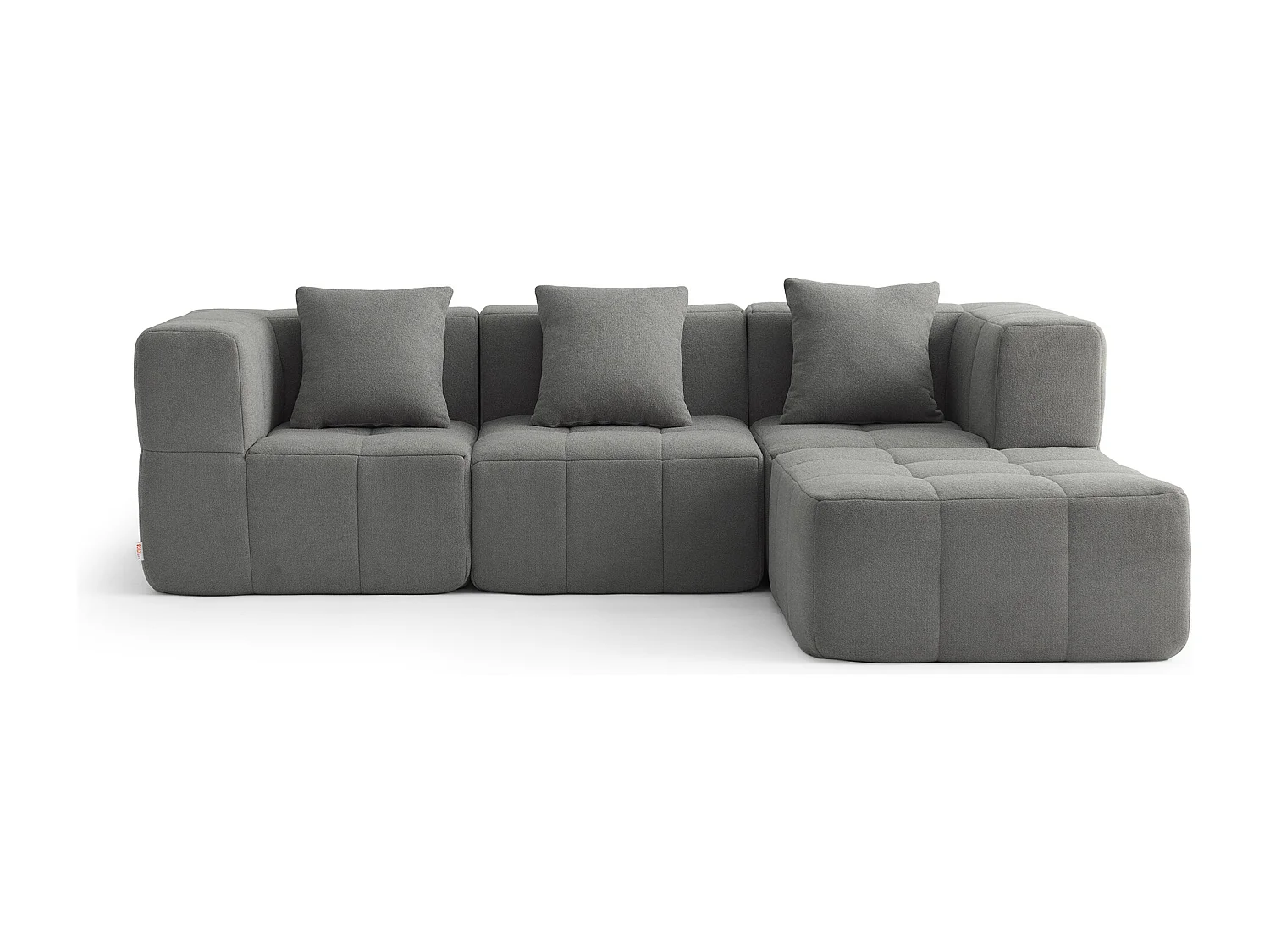 Canapé d'angle modulaire MILYSOFA SOFABULOUS 3 places avec méridienne Tissu fine bouclette Gris nuage